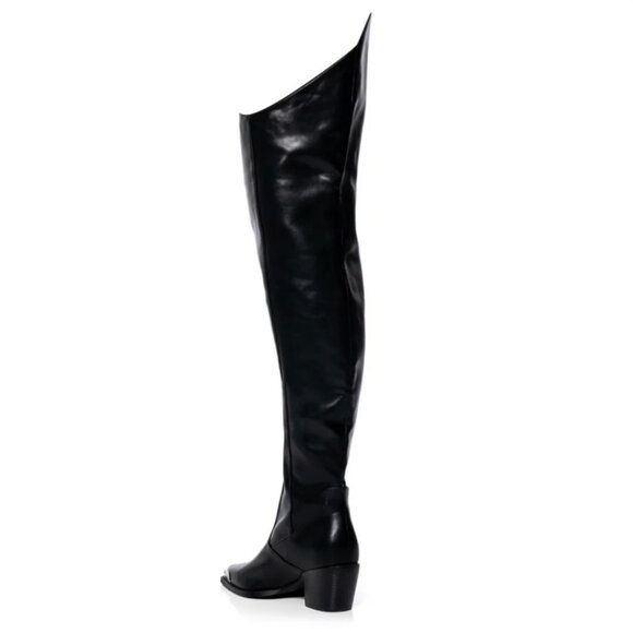 RIA-BLACK THIGH HIGH WESTERN BOOT - Picture 8 of 10